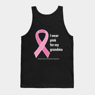 Breast cancer ribbon for grandma, with white type Tank Top